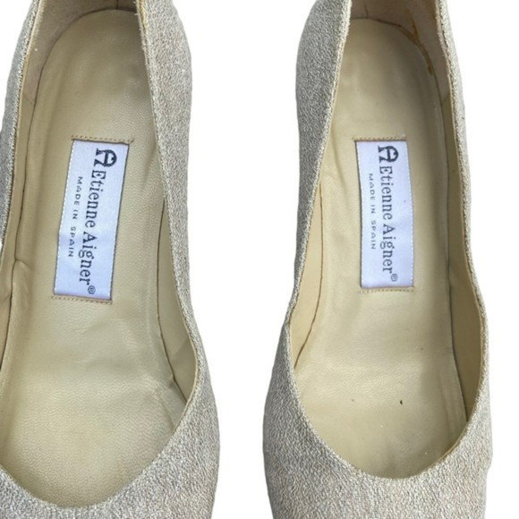 Etienne Aigner Beige Fabric Taylor Heels - Picture 7 of 10